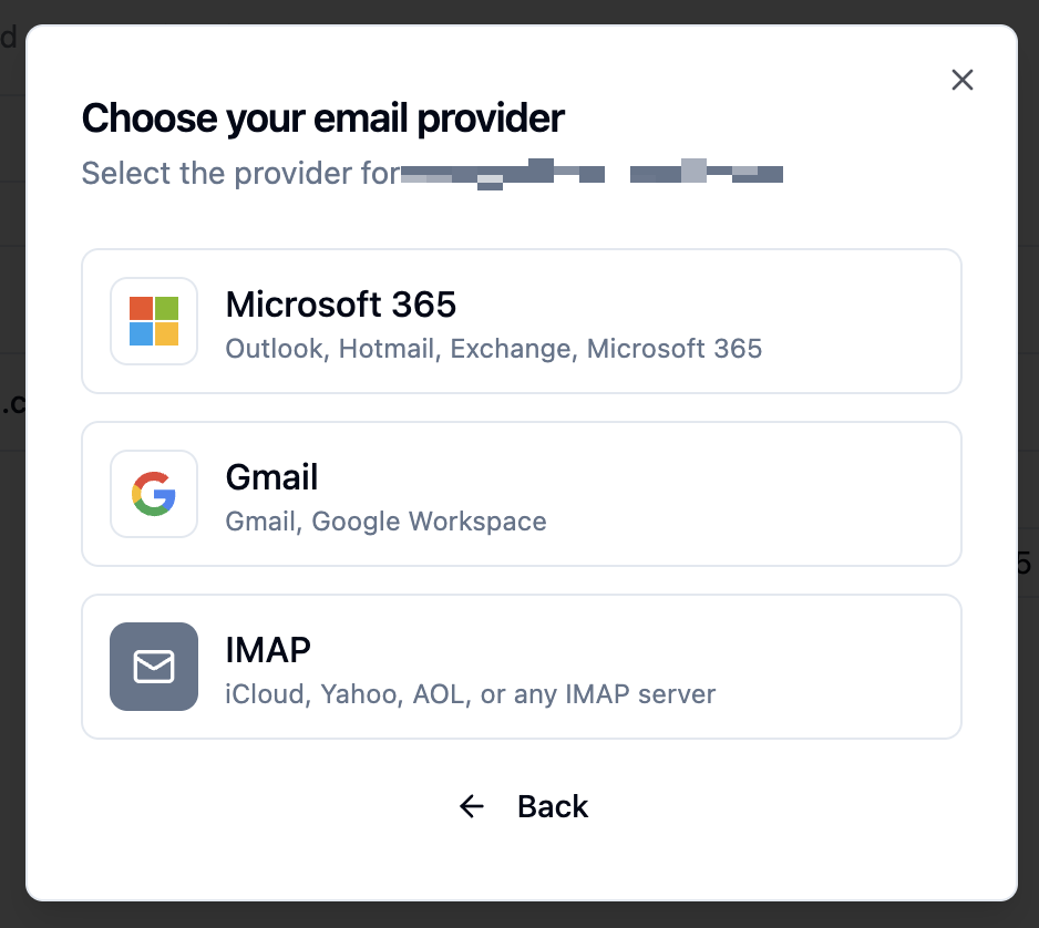 SignalBox Mailboxes — Add Mailbox with provider options